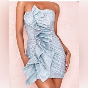 House CB ruffle sequins dress